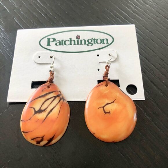 Patchington earth tone, dangle drop earrings. - Picture 2 of 3